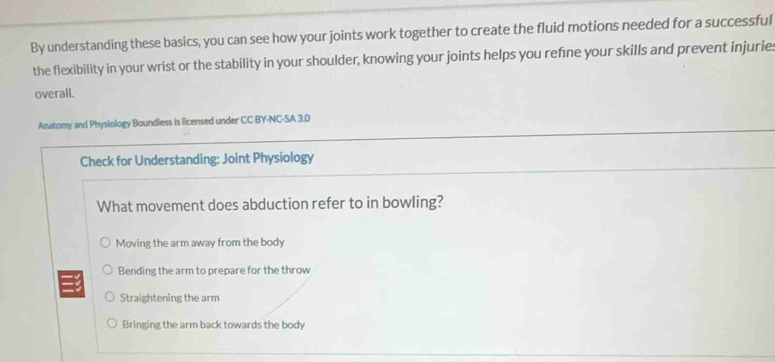 check for understanding: joint physiology what movement does abduction …