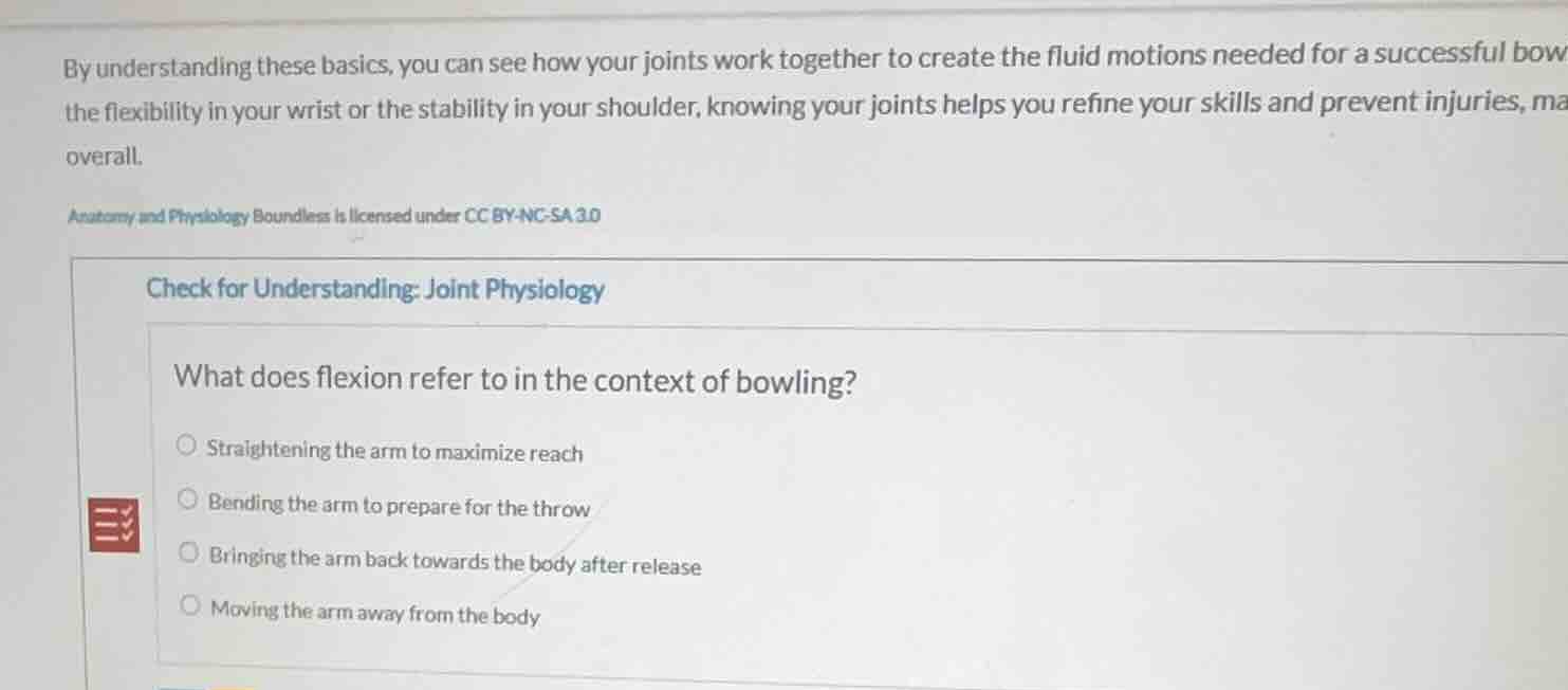 check for understanding: joint physiology what does flexion refer to in…
