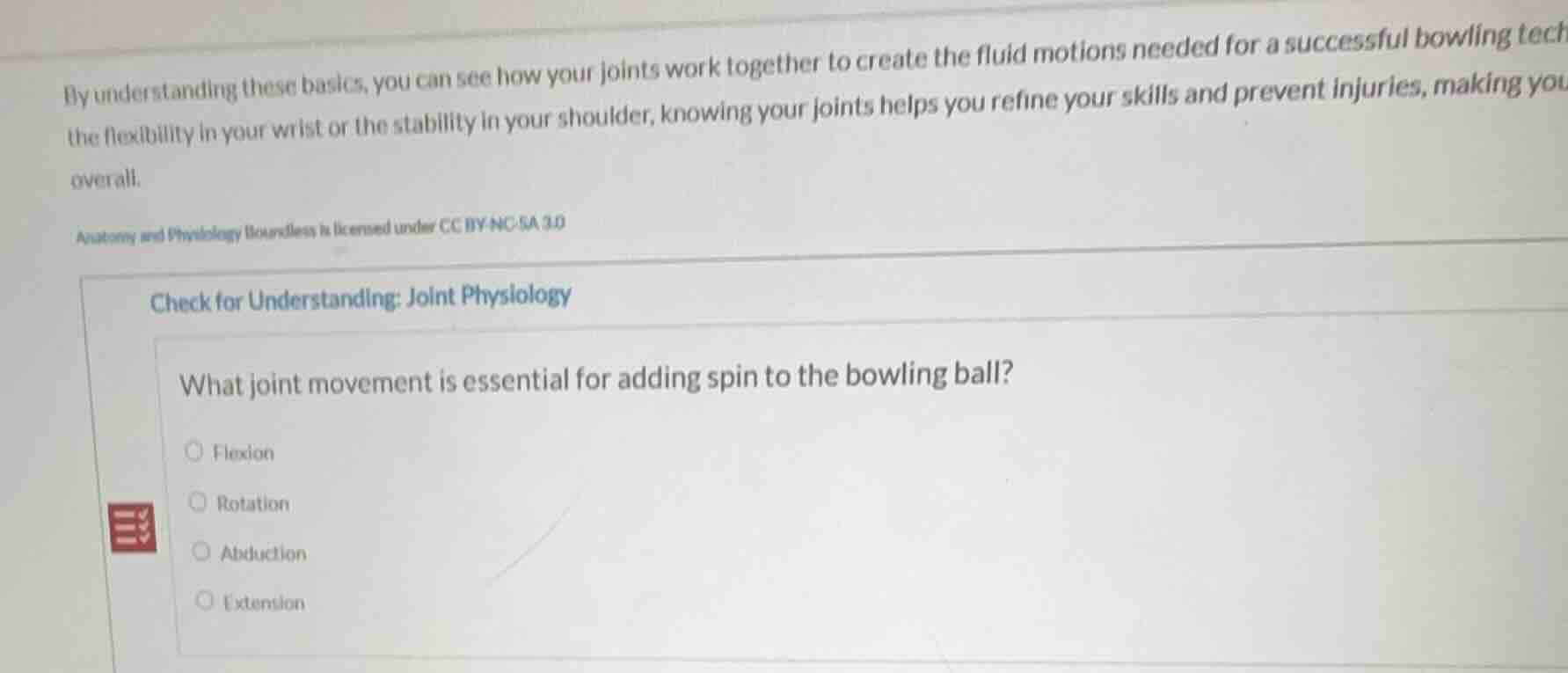 check for understanding: joint physiology what joint movement is essent…