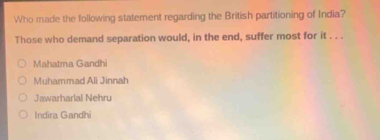 who made the following statement regarding the british partitioning of …