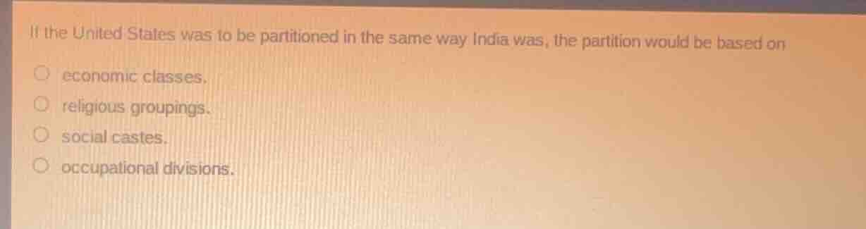 if the united states was to be partitioned in the same way india was, t…