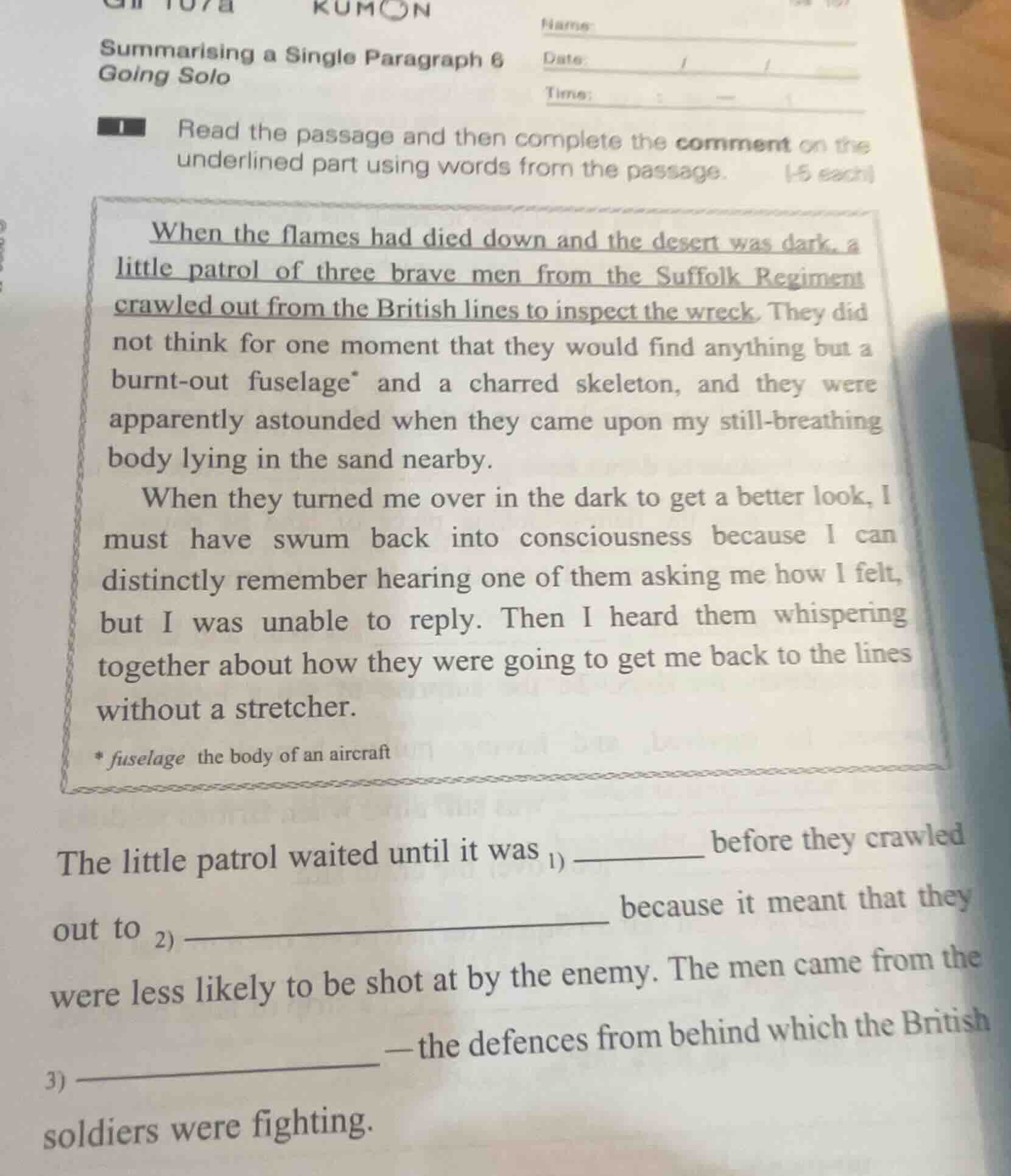 summarising a single paragraph 6 going solo read the passage and then c…