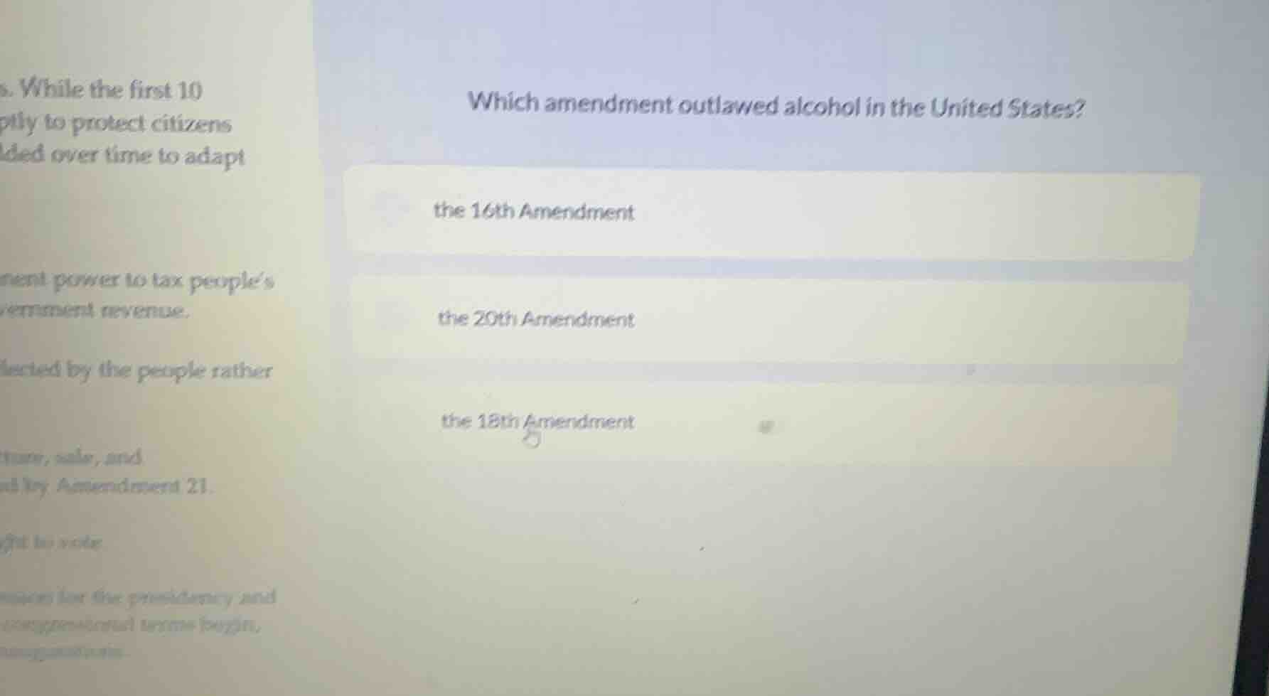 which amendment outlawed alcohol in the united states? the 16th amendme…