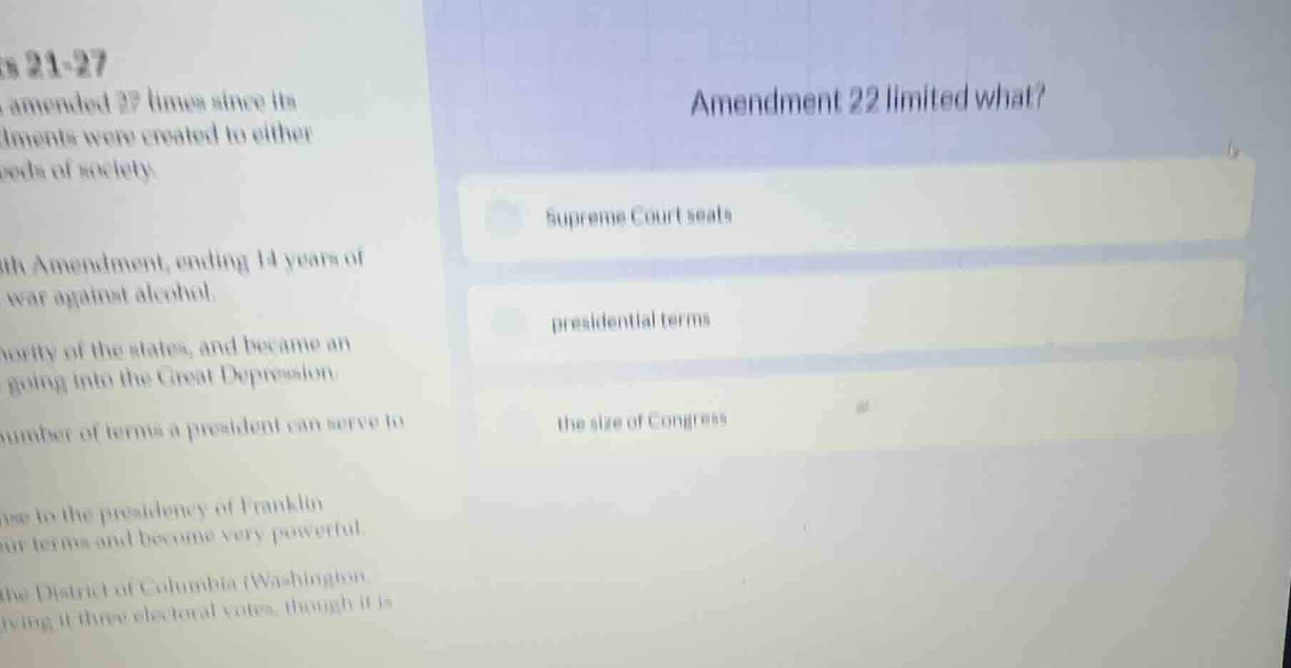 amendment 22 limited what? supreme court seats presidential terms the s…