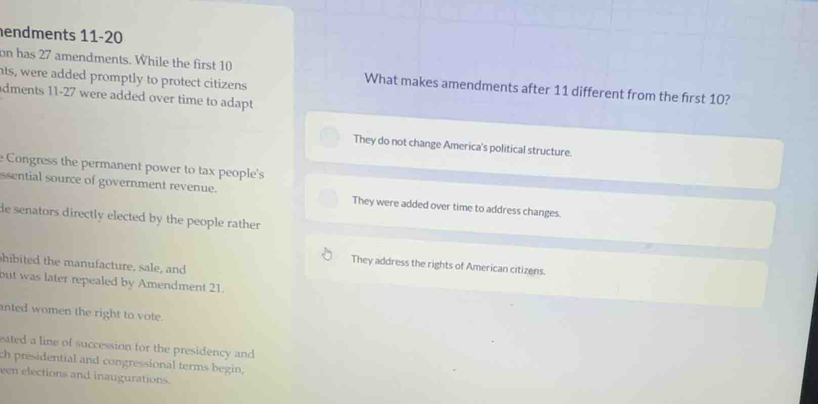 what makes amendments after 11 different from the first 10? they do not…