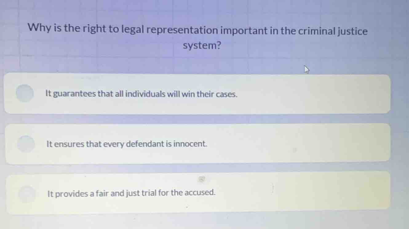 why is the right to legal representation important in the criminal just…