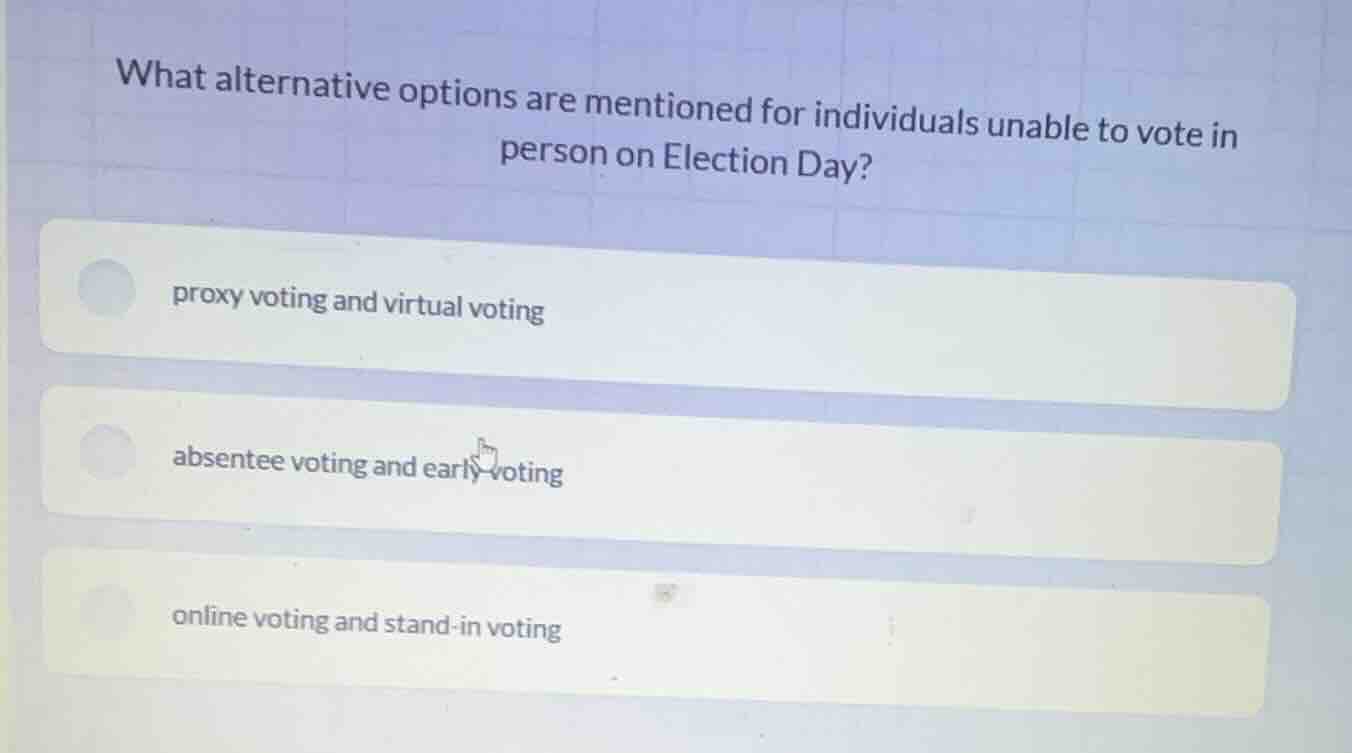 what alternative options are mentioned for individuals unable to vote i…