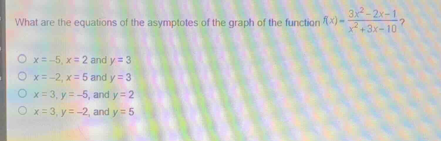 what are the equations of the asymptotes of the graph of the function \…