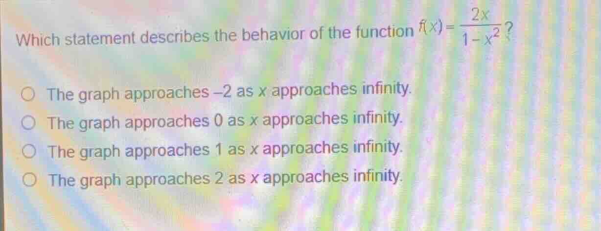 which statement describes the behavior of the function \\(f(x) = \\frac…