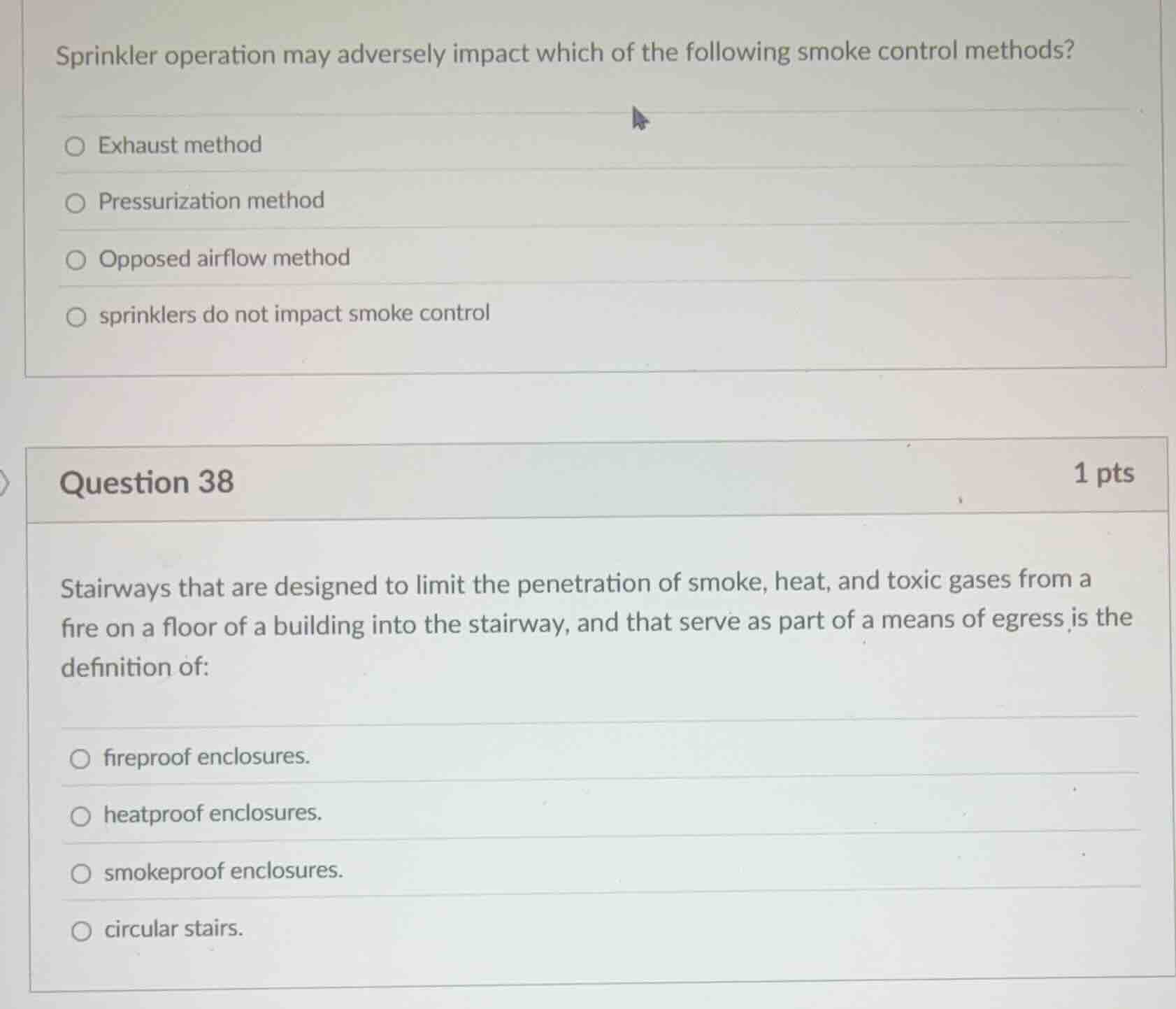 sprinkler operation may adversely impact which of the following smoke c…