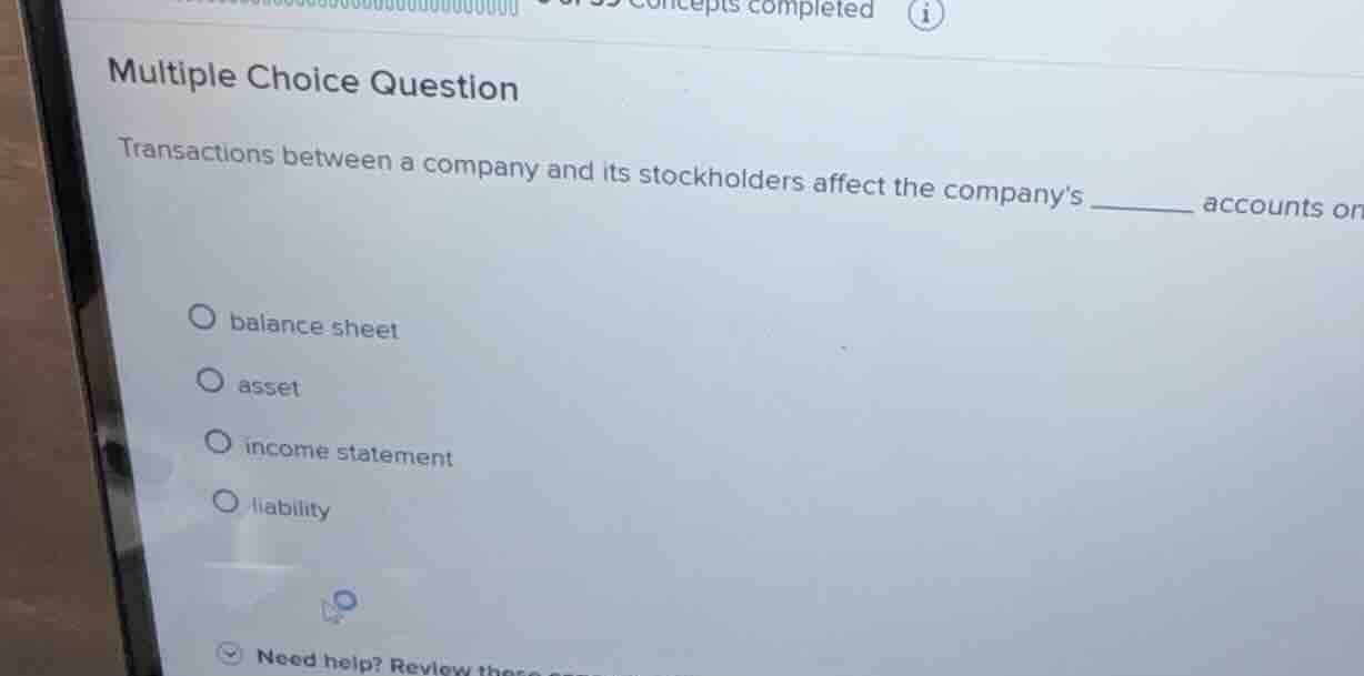 multiple choice question transactions between a company and its stockho…