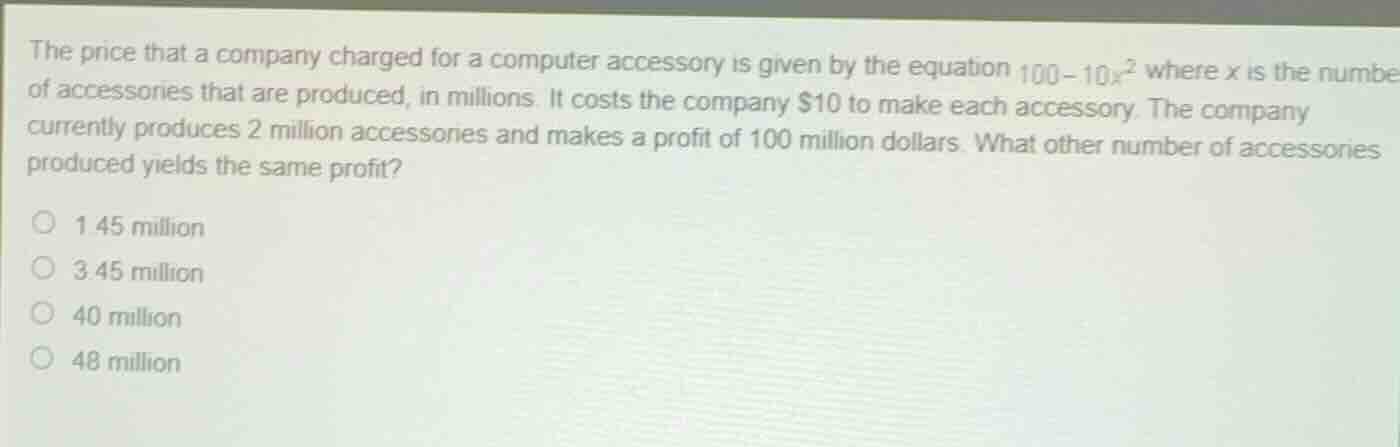 the price that a company charged for a computer accessory is given by t…