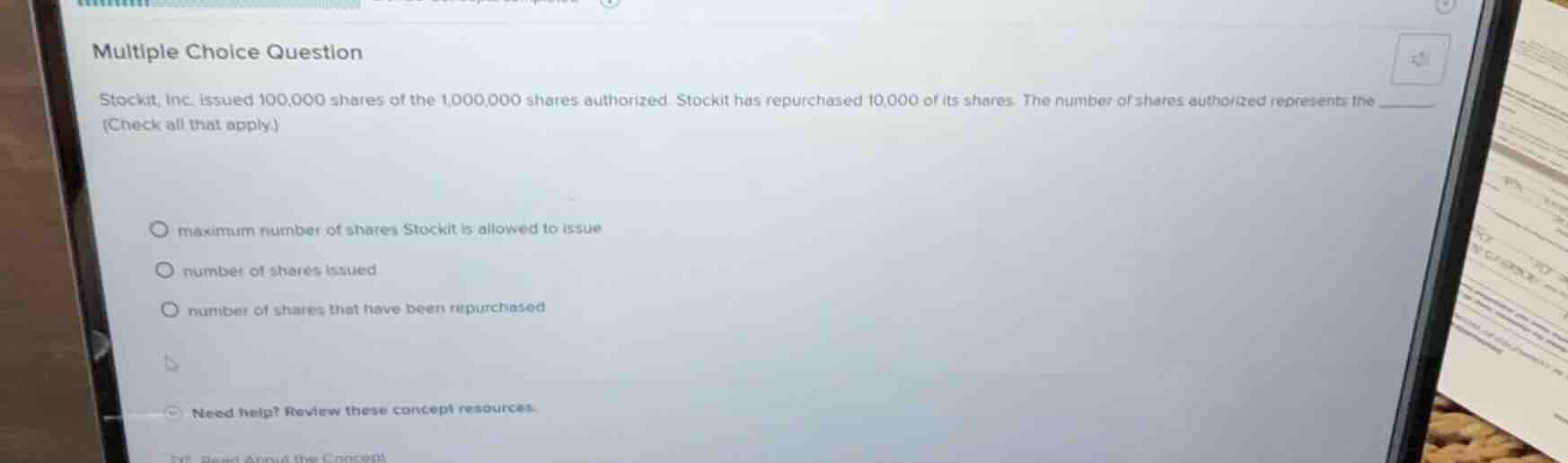 multiple choice question stockit, inc. issued 100,000 shares of the 1,0…