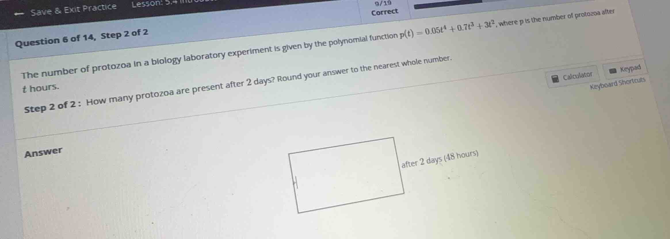 the number of protozoa in a biology laboratory experiment is given by t…