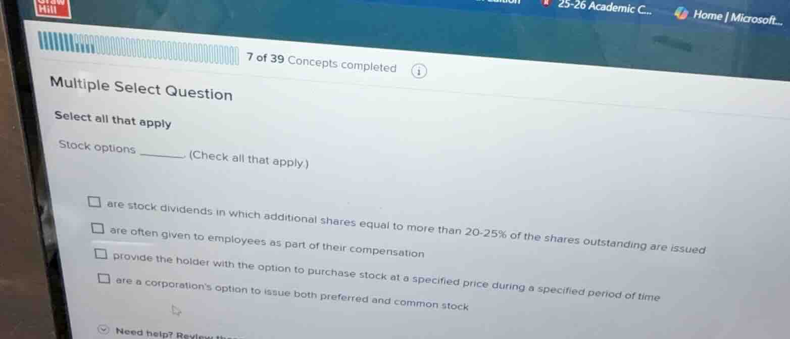 multiple select question select all that apply stock options _______. (…