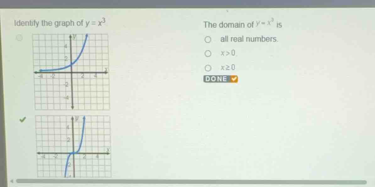 identify the graph of \\(y = x^3\\) the domain of \\(y = x^3\\) is all …