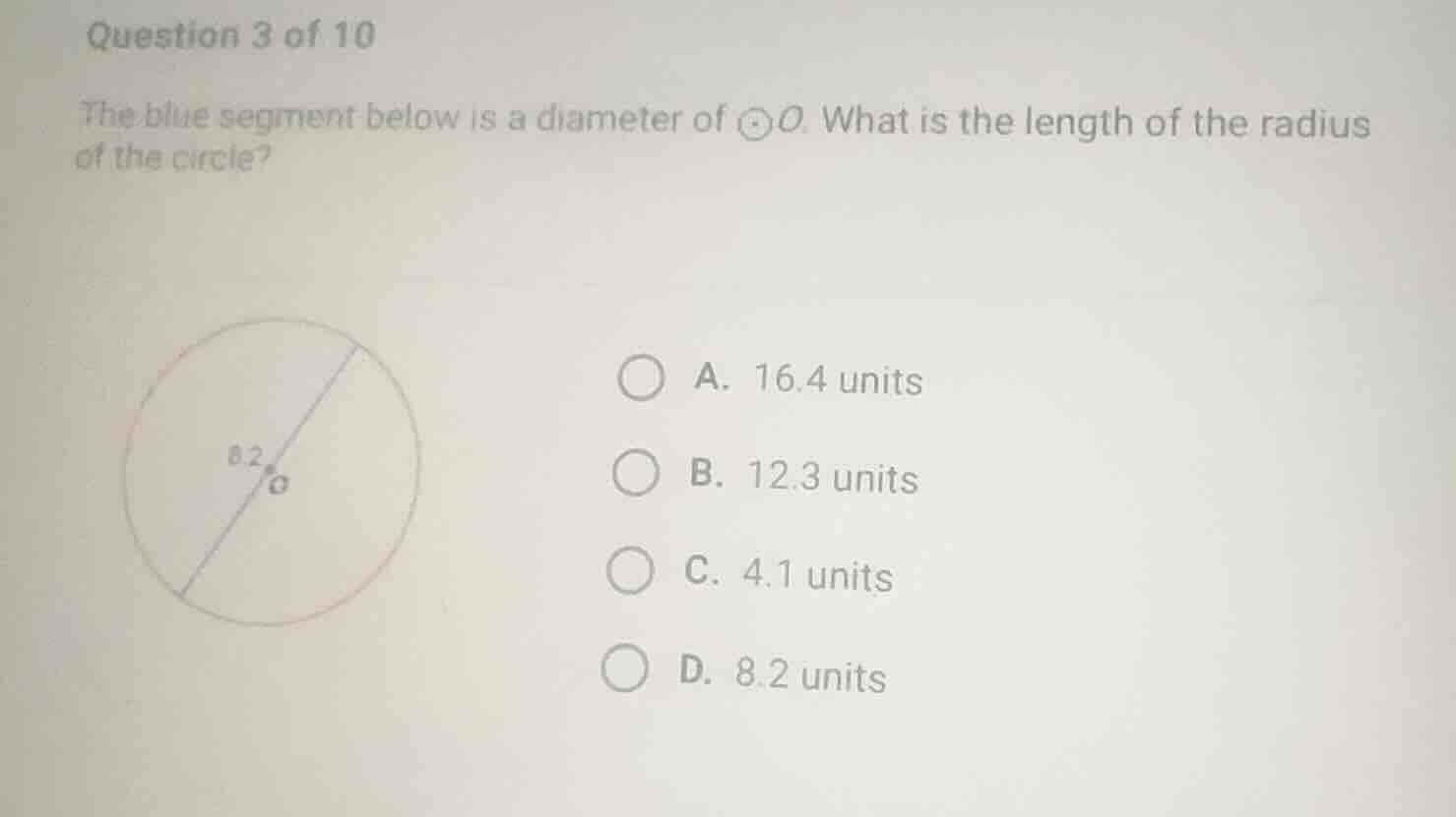 question 3 of 10 the blue segment below is a diameter of \\(\\odot o\\)…