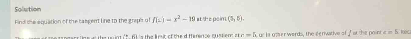find the equation of the tangent line to the graph of (f(x) = x^2 - 19)…
