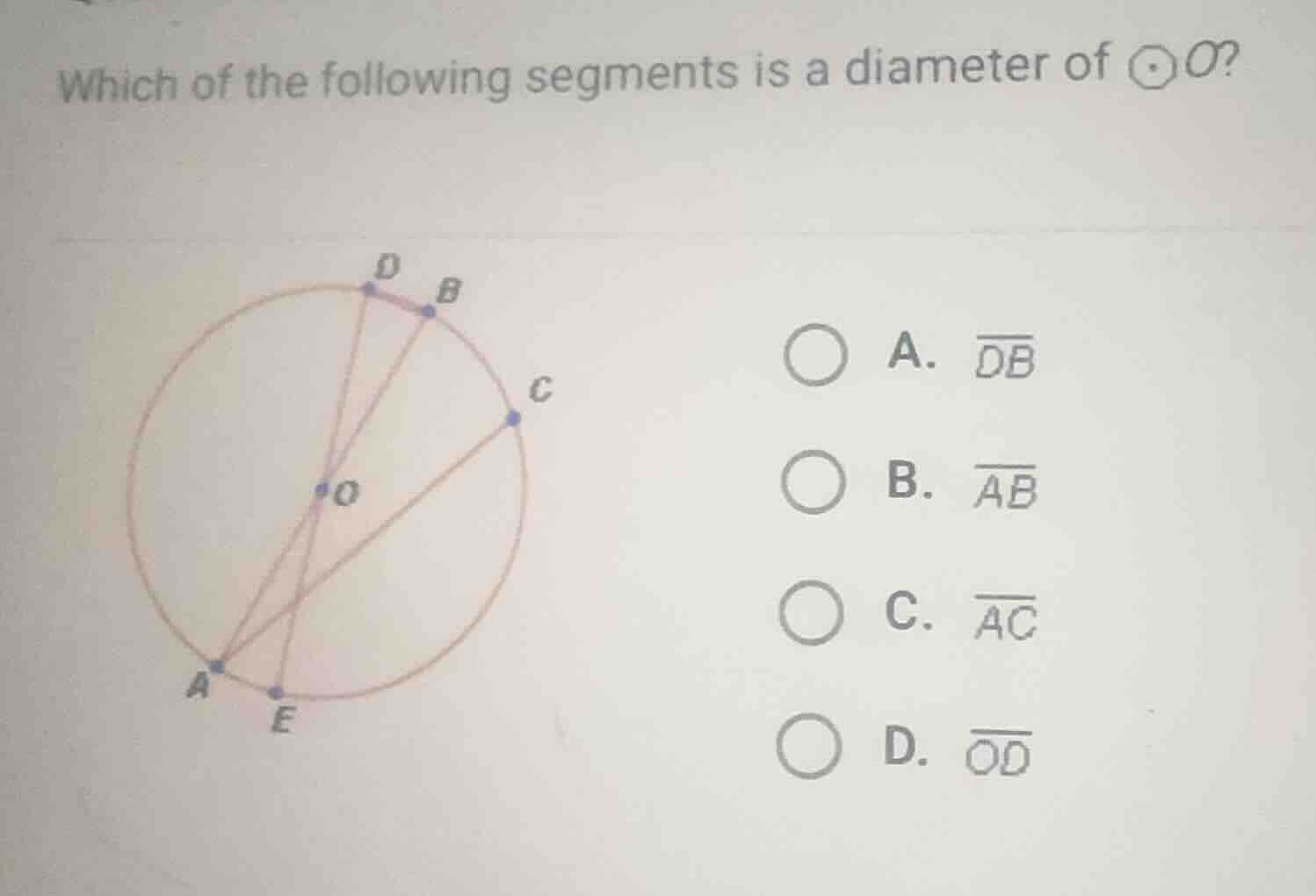 which of the following segments is a diameter of \\(\\odot o\\)? a. \\(…