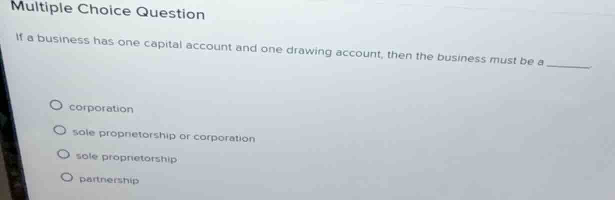multiple choice question if a business has one capital account and one …