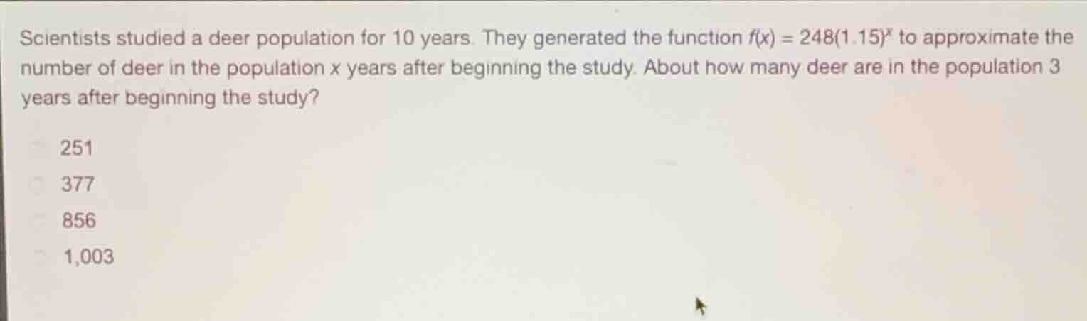 scientists studied a deer population for 10 years. they generated the f…
