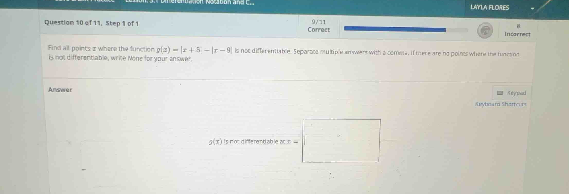 find all points \\(x\\) where the function \\(g(x) = |x + 5| - |x - 9|\…