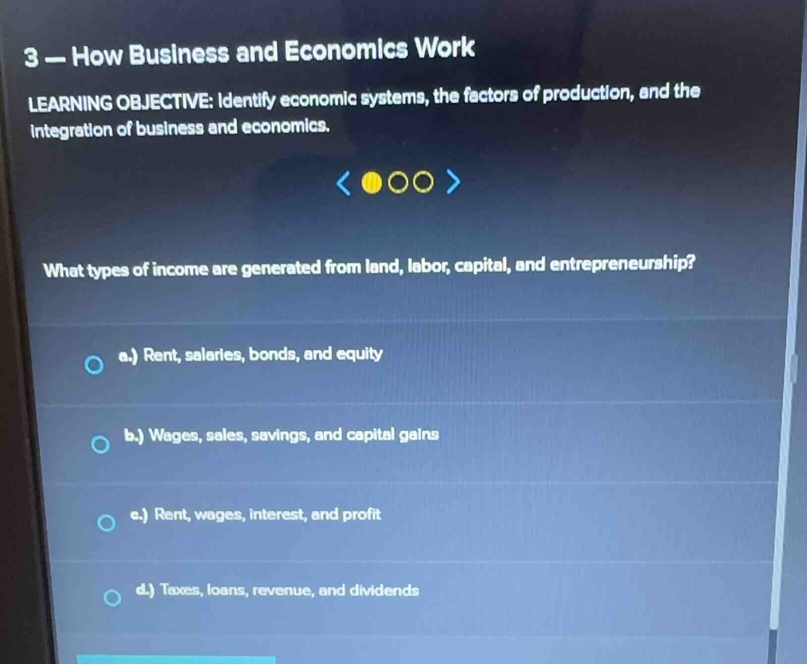 3 - how business and economics work learning objective: identify econom…