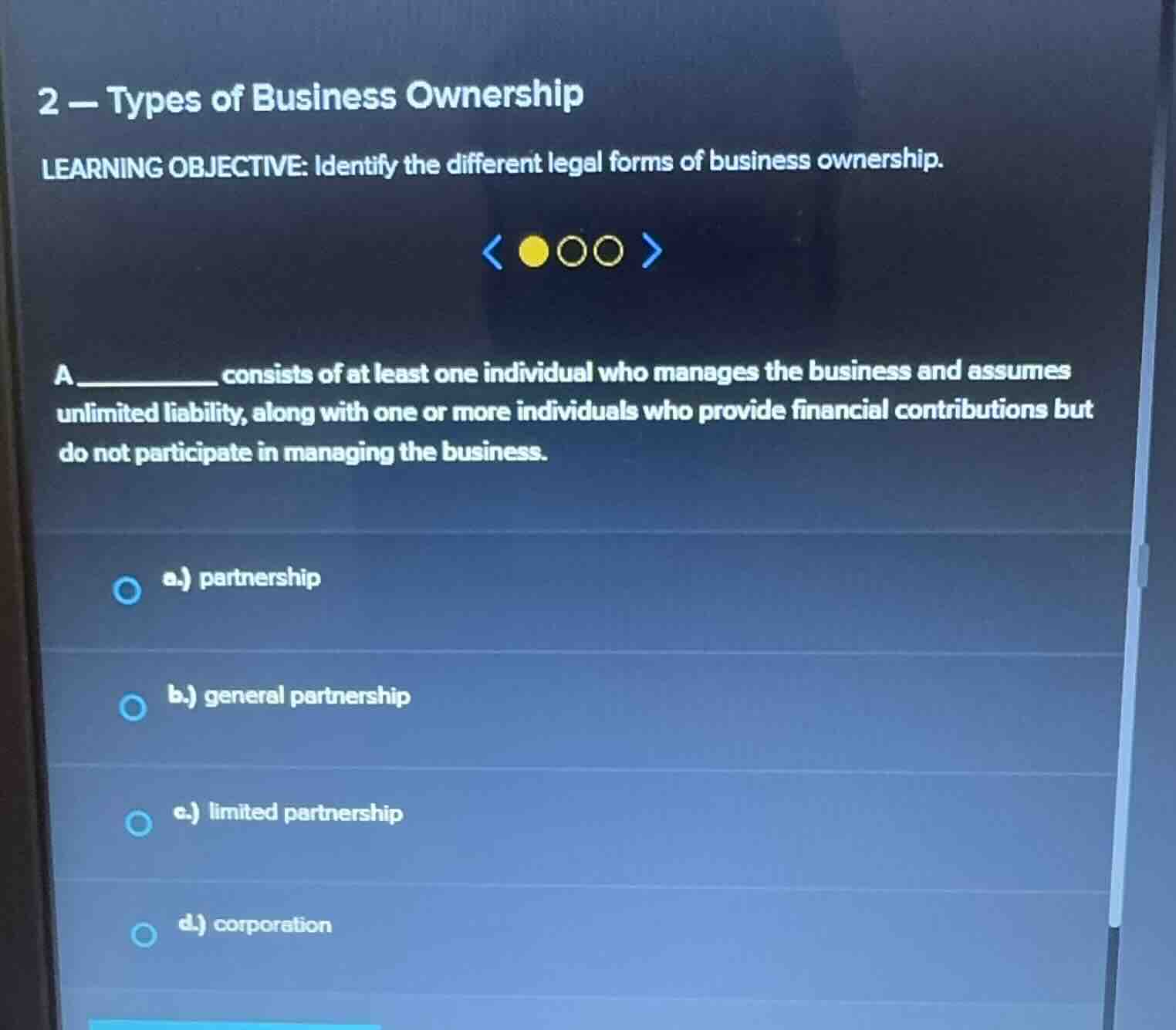 2 - types of business ownership learning objective: identify the differ…
