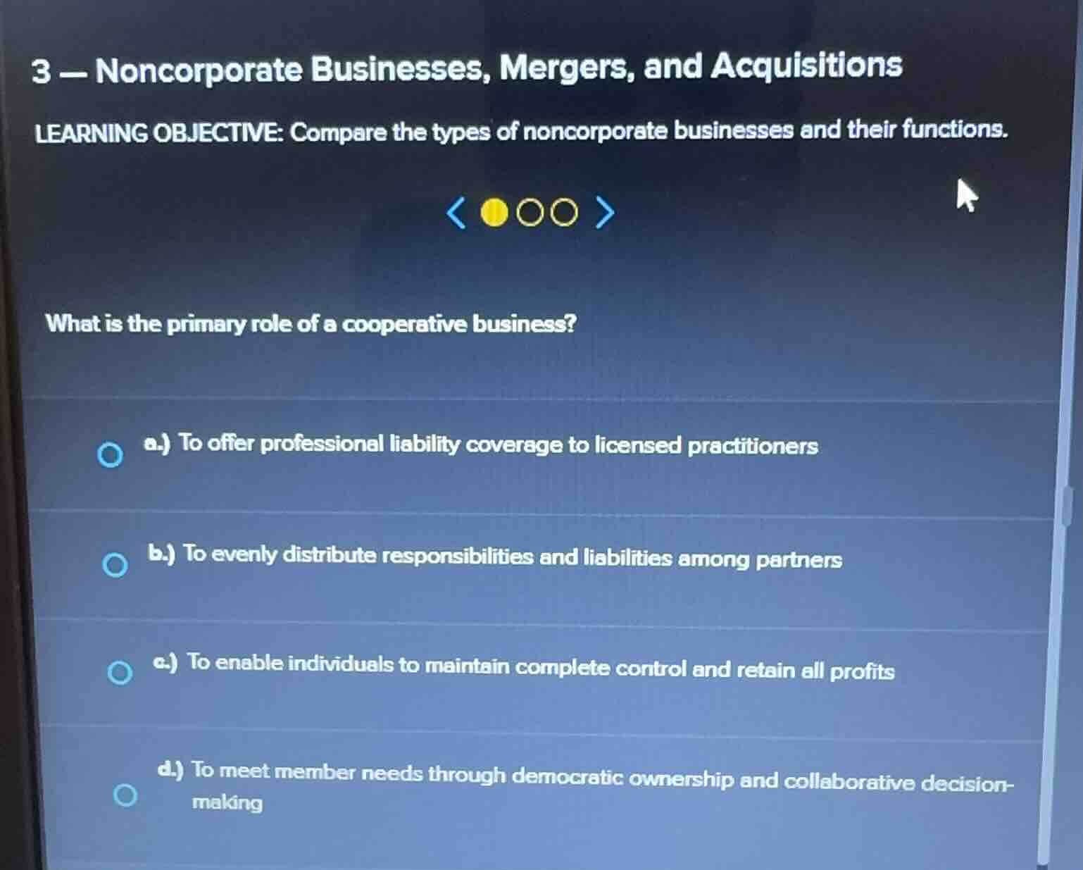 3 - noncorporate businesses, mergers, and acquisitions learning objecti…