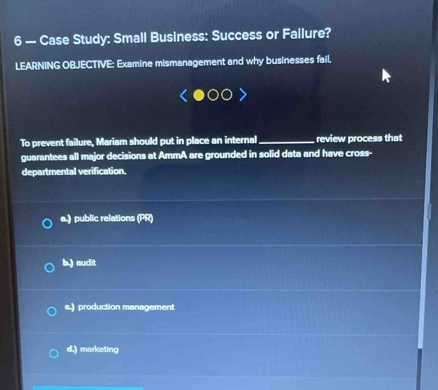 6 - case study: small business: success or failure? learning objective:…
