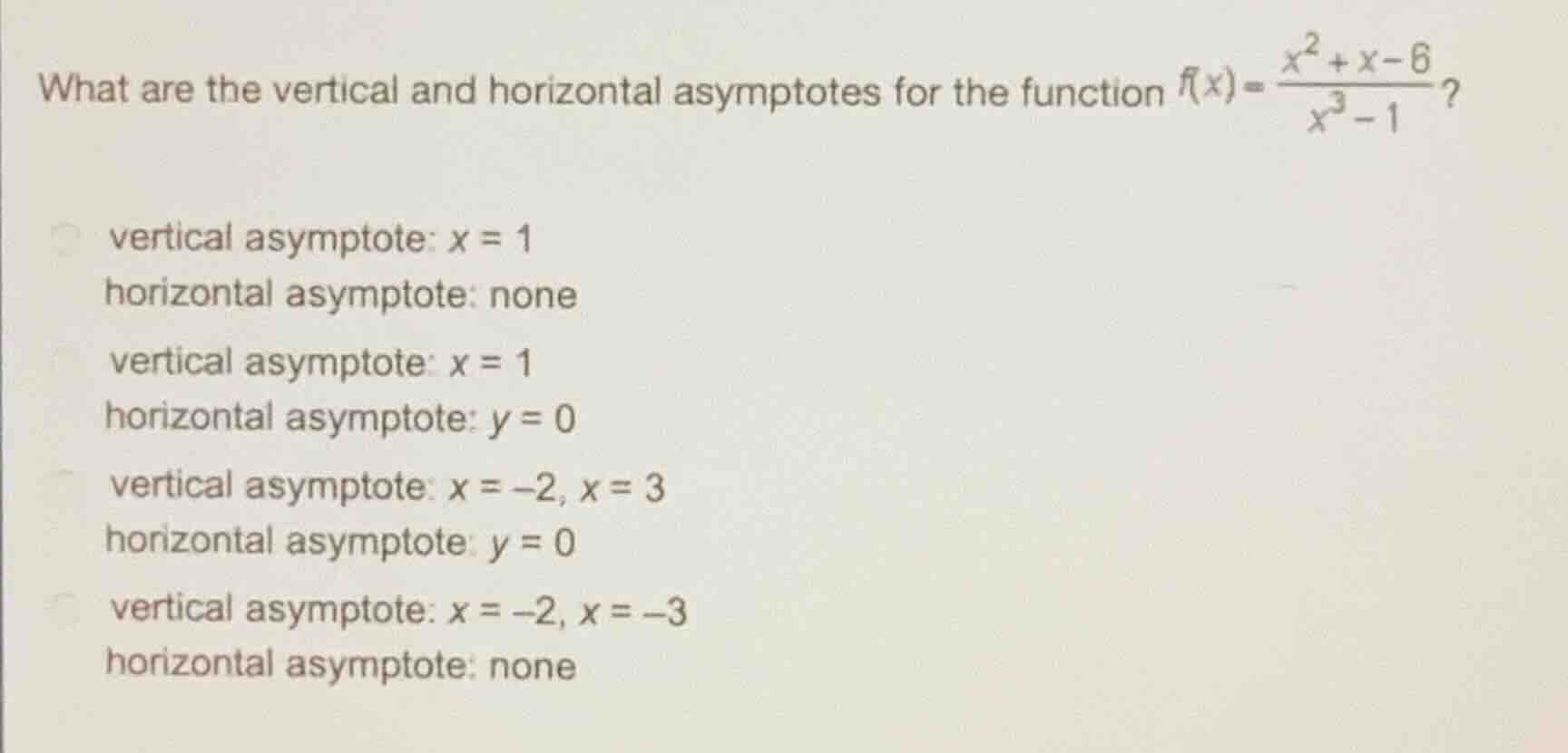 what are the vertical and horizontal asymptotes for the function \\(f(x…
