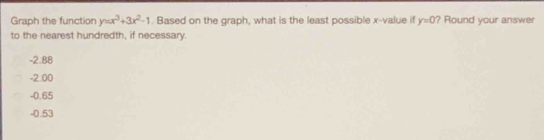 graph the function \\(y=x^3+3x^2-1\\). based on the graph, what is the …