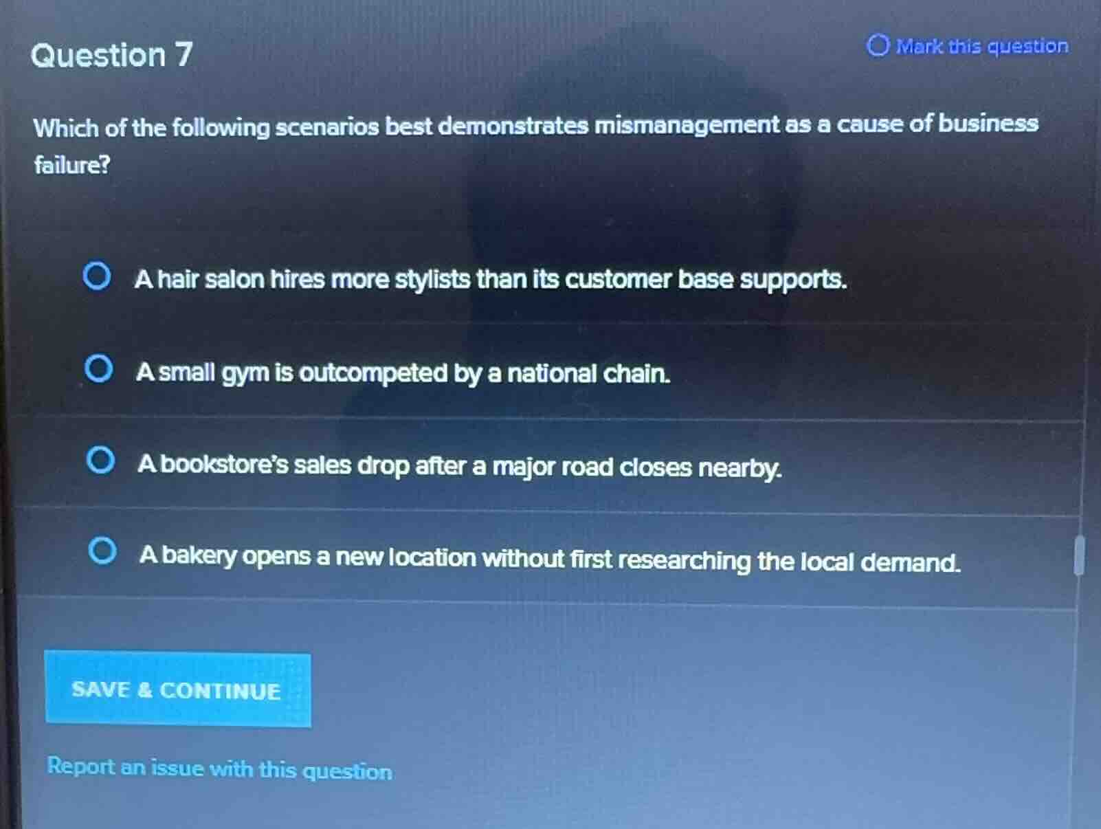 question 7 which of the following scenarios best demonstrates mismanage…
