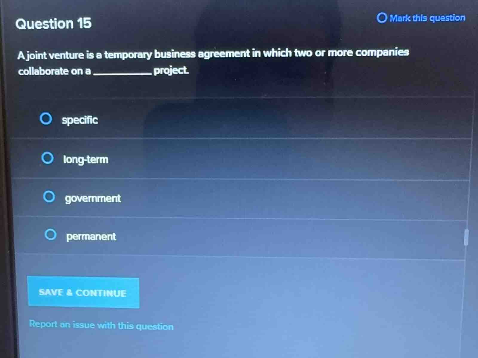 question 15 a joint venture is a temporary business agreement in which …