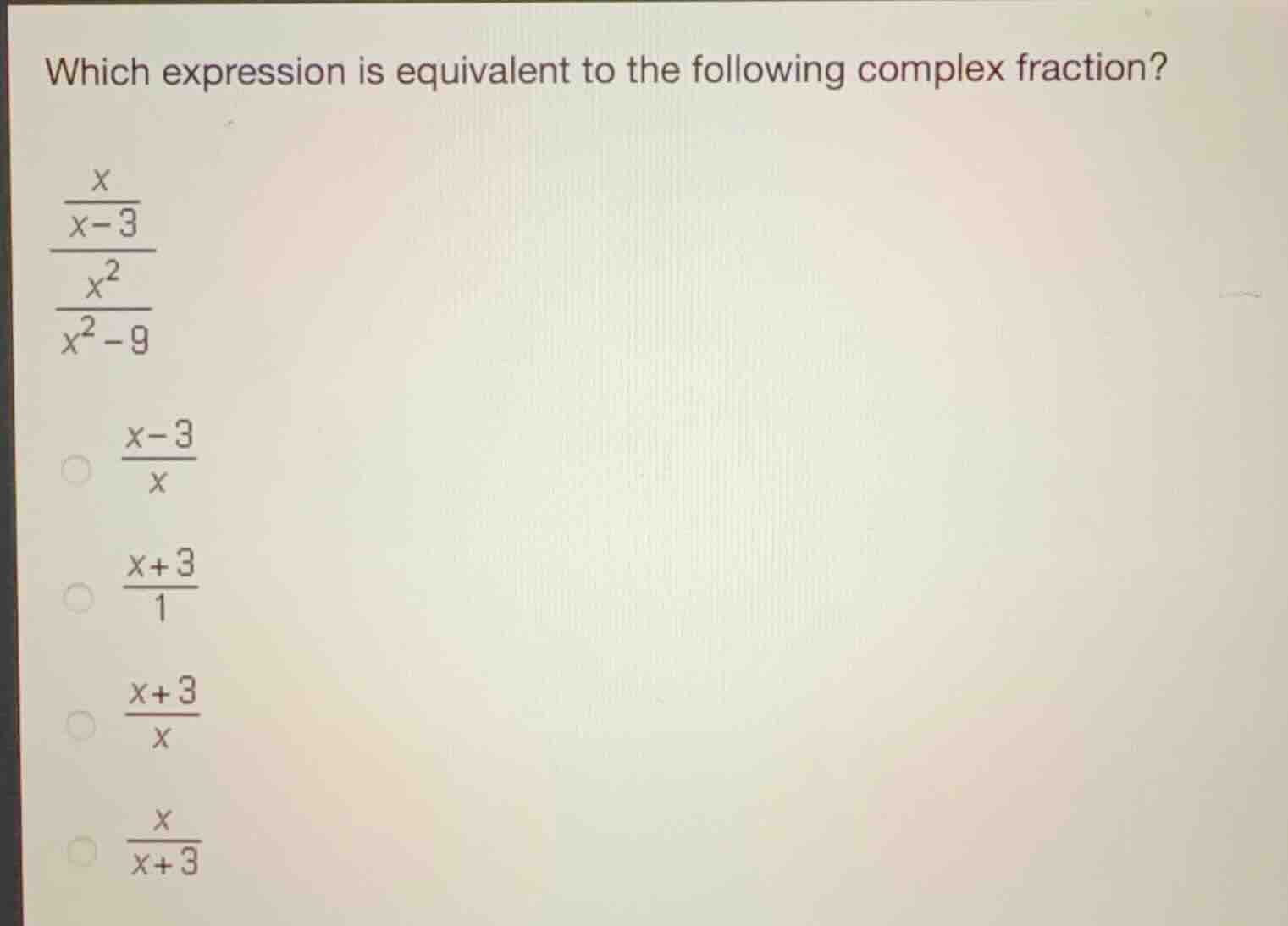 which expression is equivalent to the following complex fraction? \\fra…
