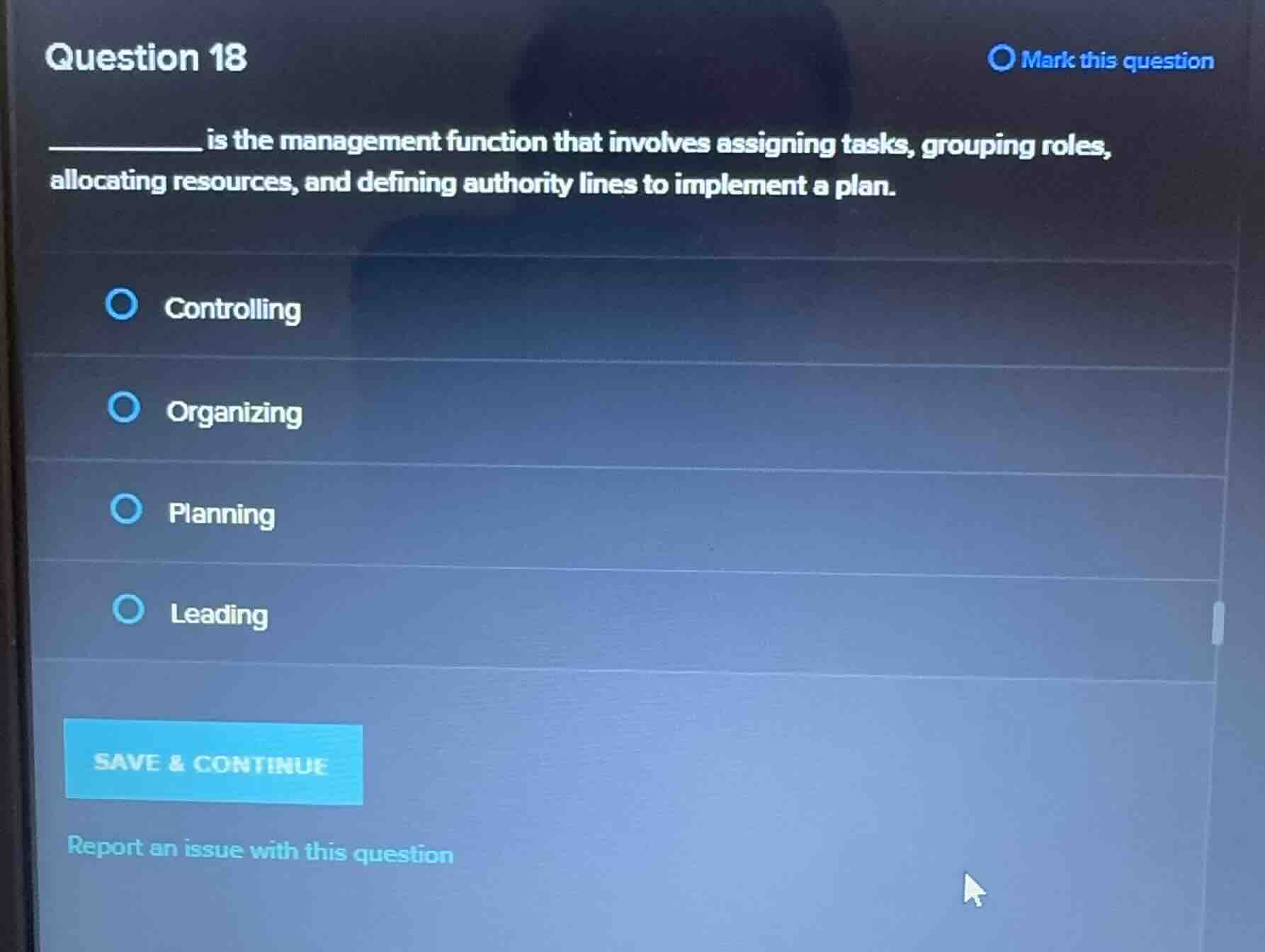 question 18 __________ is the management function that involves assigni…