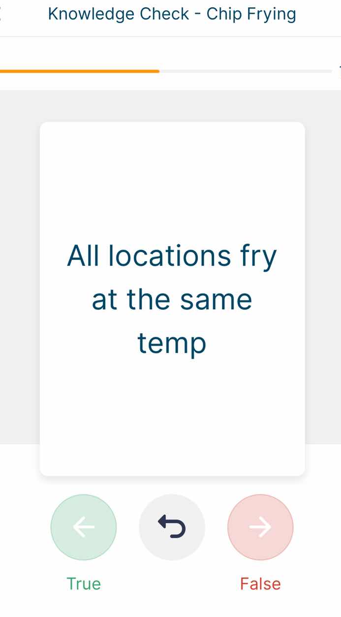 knowledge check - chip frying all locations fry at the same temp true f…