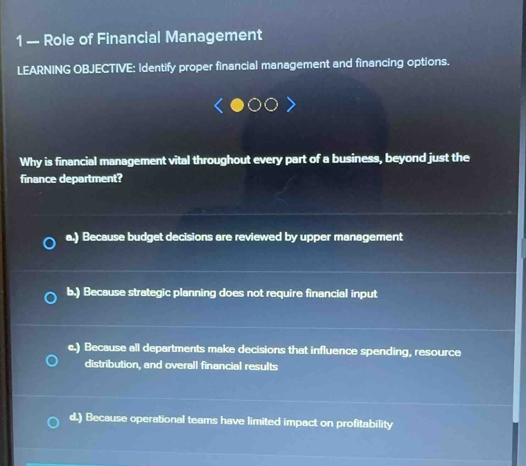 1 - role of financial management learning objective: identify proper fi…
