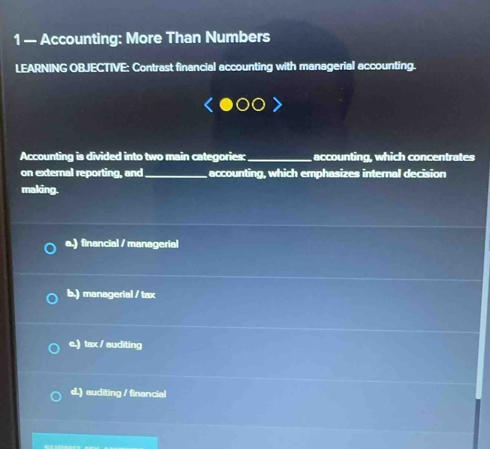1 - accounting: more than numbers learning objective: contrast financia…