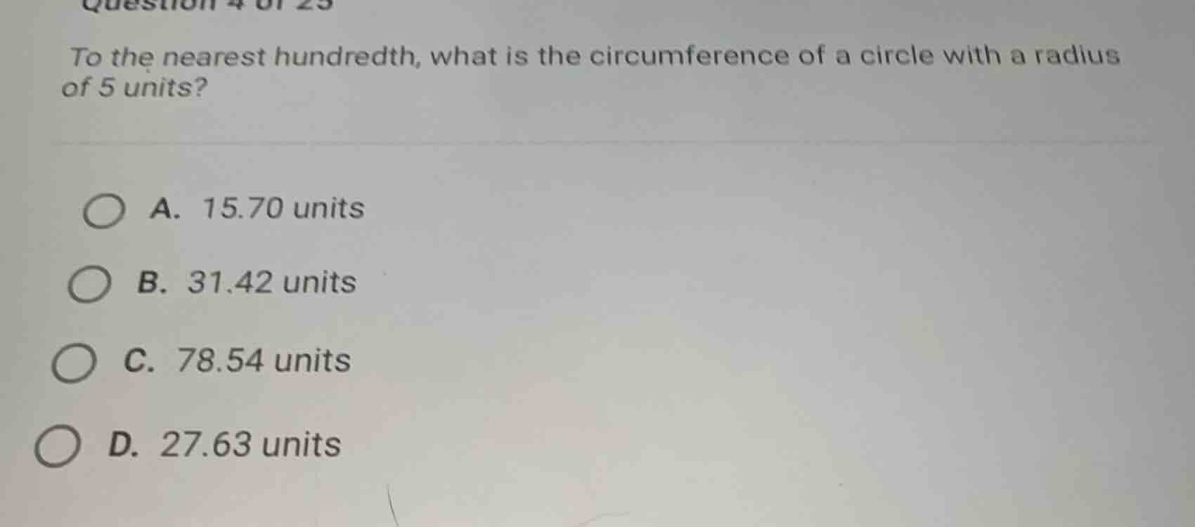 to the nearest hundredth, what is the circumference of a circle with a …