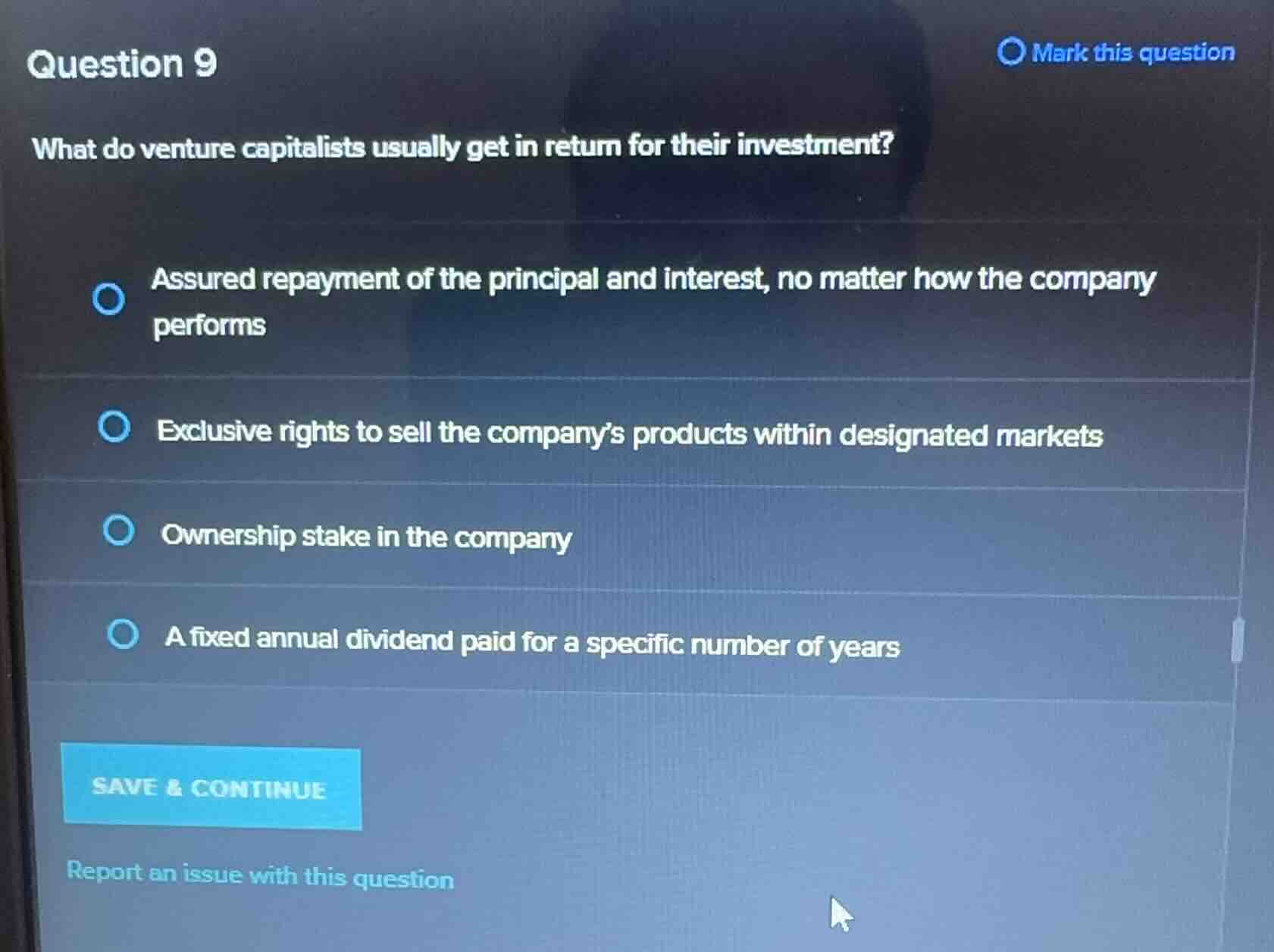 question 9 what do venture capitalists usually get in return for their …