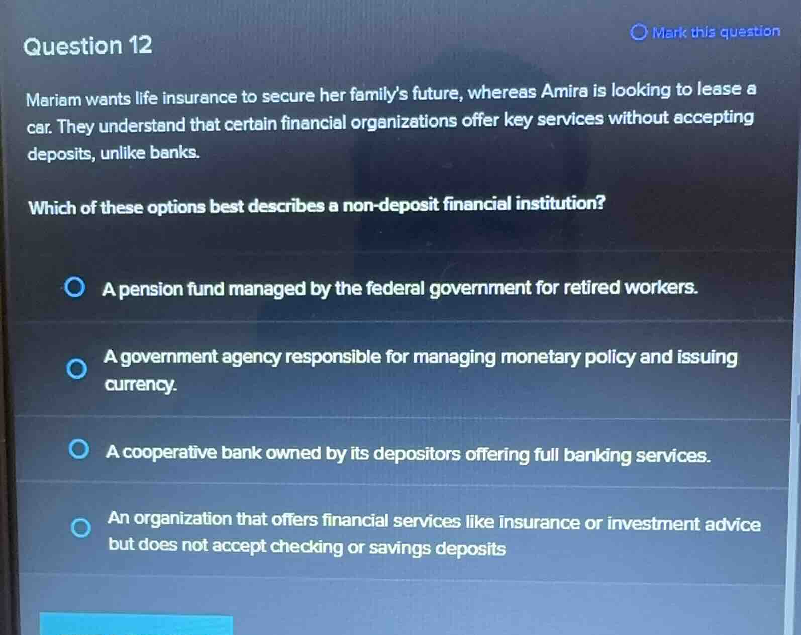 question 12 mariam wants life insurance to secure her familys future, w…