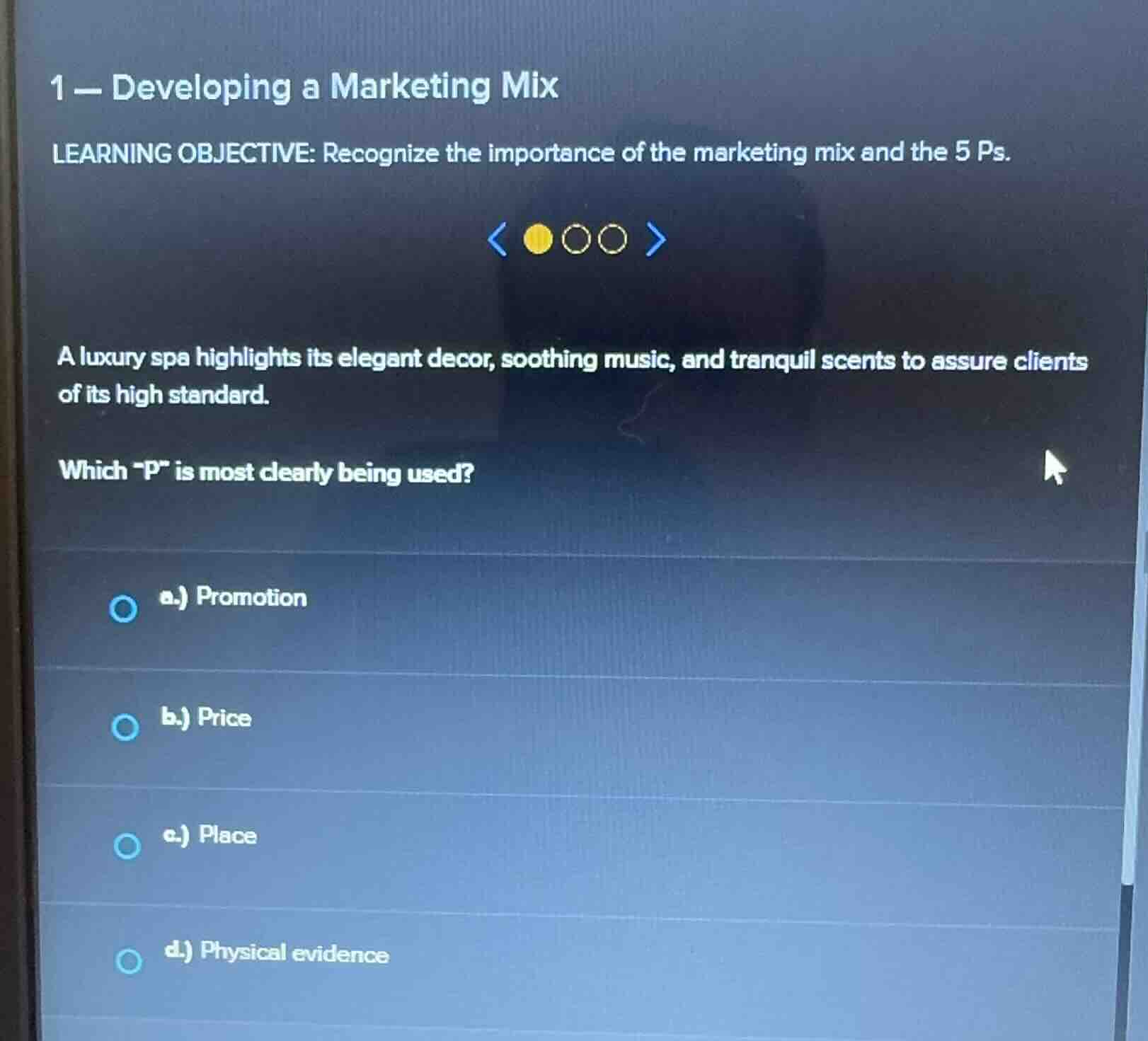 1 - developing a marketing mix learning objective: recognize the import…