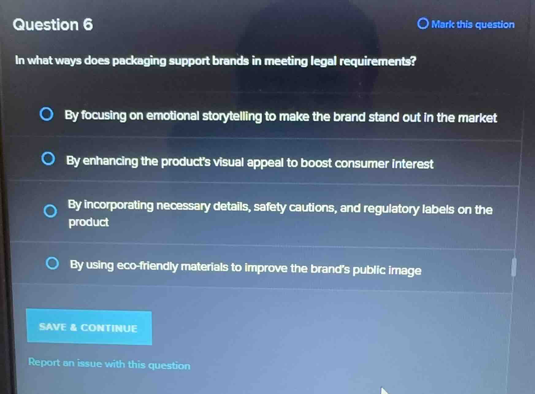 question 6 in what ways does packaging support brands in meeting legal …
