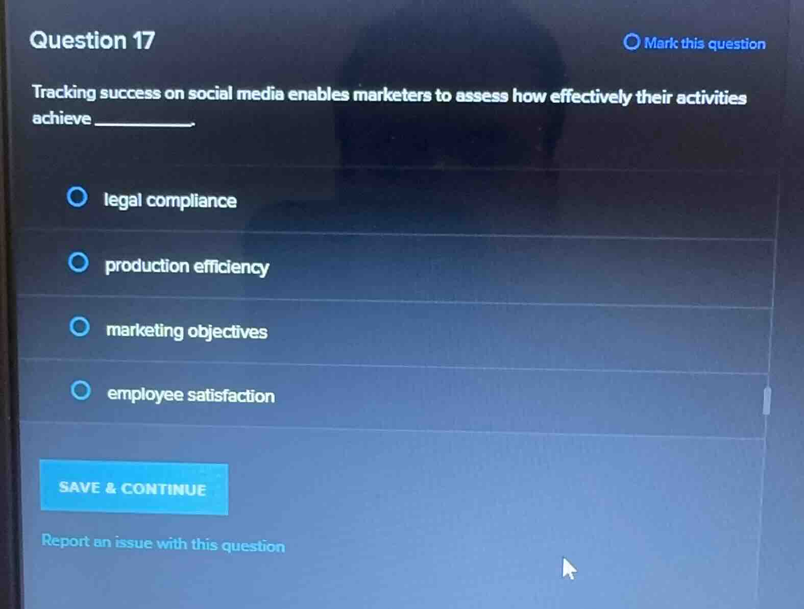 question 17 tracking success on social media enables marketers to asses…