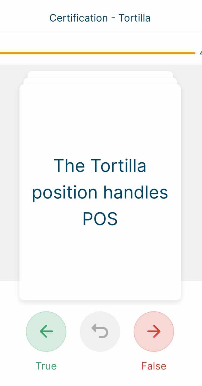 certification - tortilla the tortilla position handles pos true false