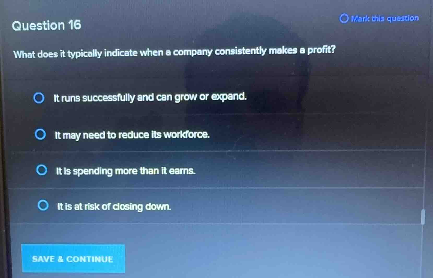 question 16 what does it typically indicate when a company consistently…
