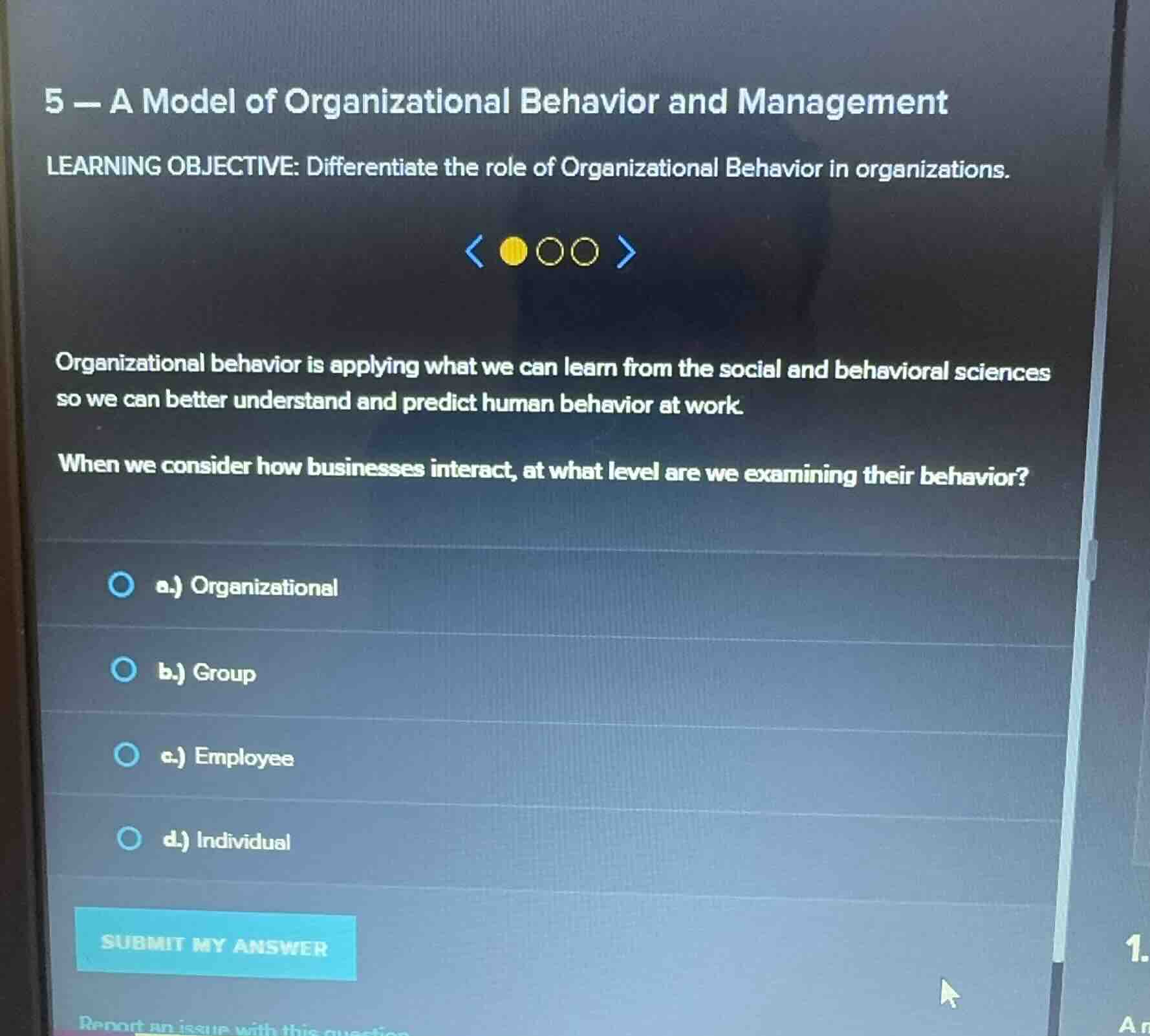 5 - a model of organizational behavior and management learning objectiv…
