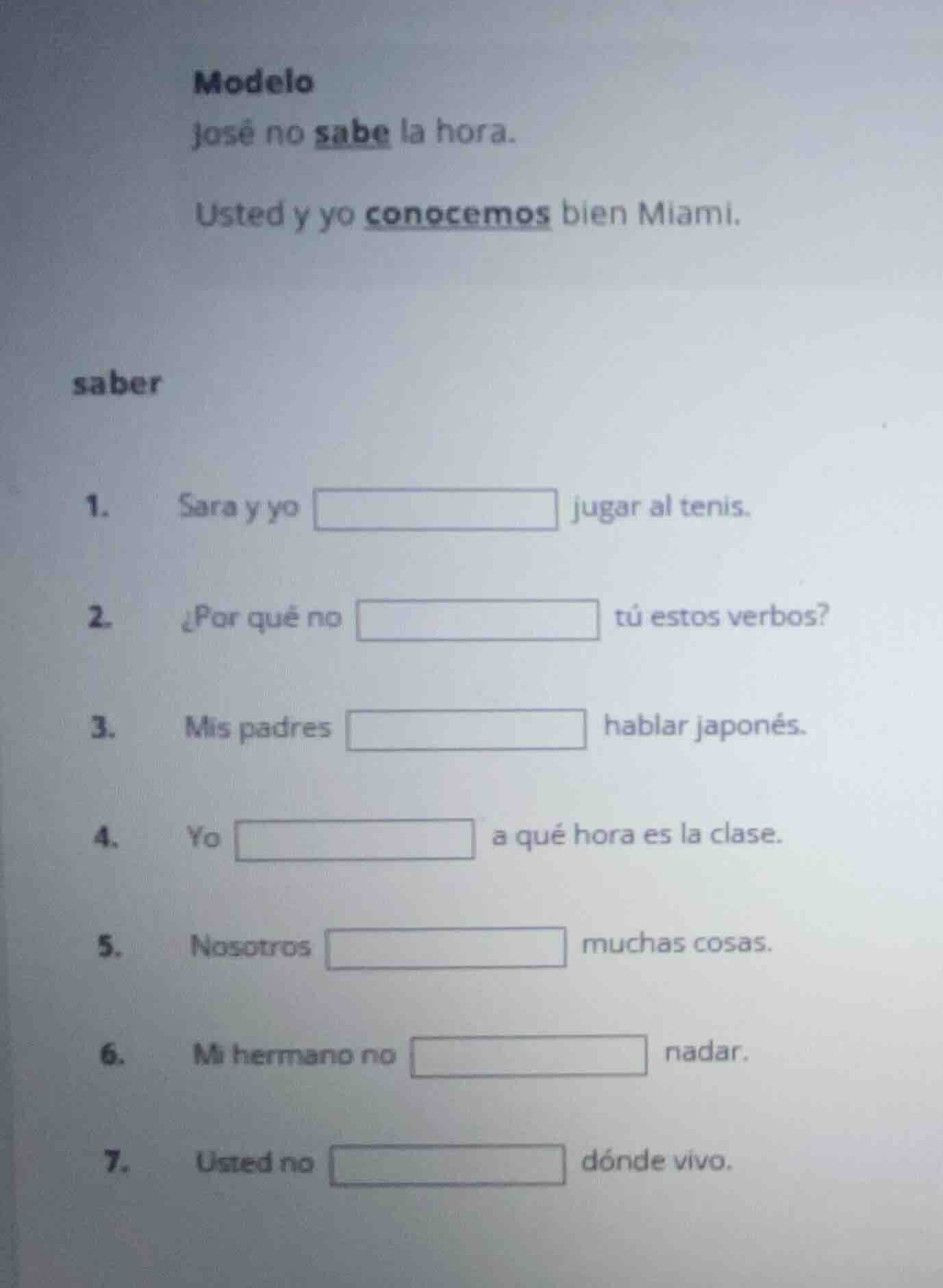 modelo josé no sabe la hora. usted y yo conocemos bien miami. saber 1. …