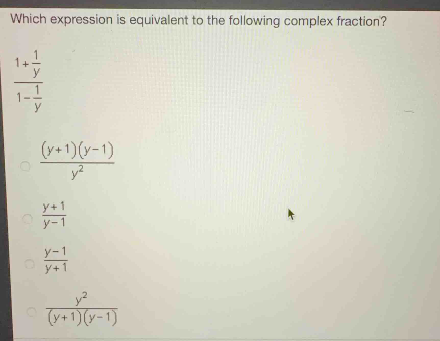 which expression is equivalent to the following complex fraction? \\\\f…